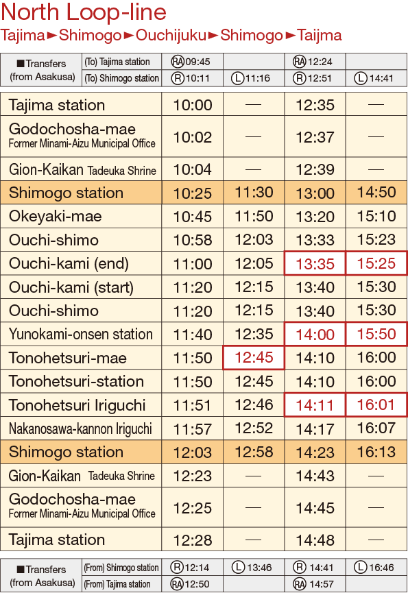 Aizu-Shimogo Sightseeing Loop-line Bus North Loop-line