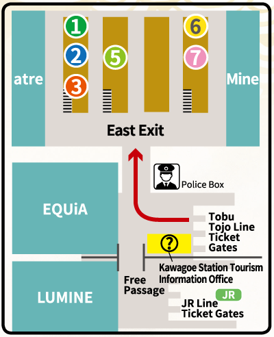 Buses from Kawagoe Station East Exit