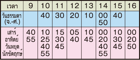ตารางเวลารถบัสสำหรับท่องเที่ยวเขตโคะเอโดะ