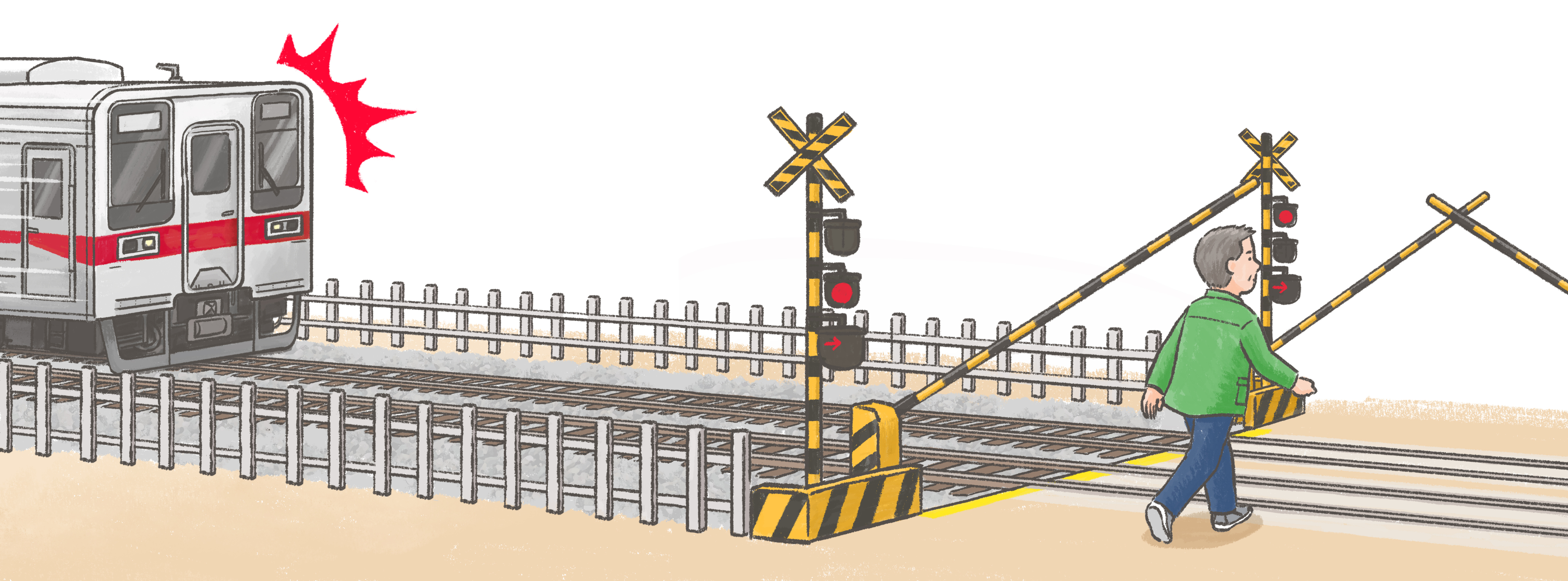 自動式踏切支障報知装置のイラスト