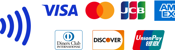 VISA,Mastercard,JCB,AMERICAN EXPRESS,Dinersclub,DISCOVER,UnionPay