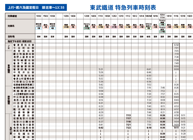 上行/週末假日（PDF）