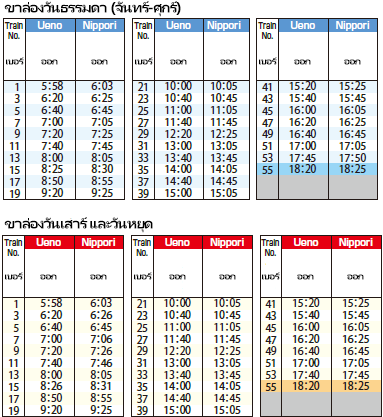 ตารางเวลา Skyliner