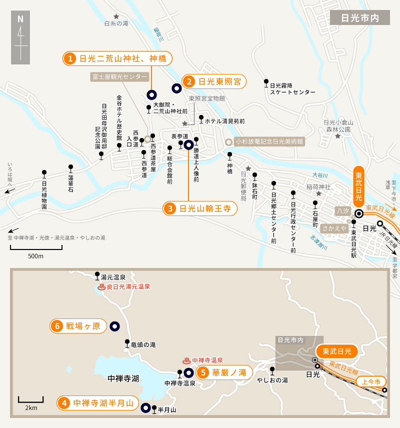 路線図：東武鉄道 日光エリア