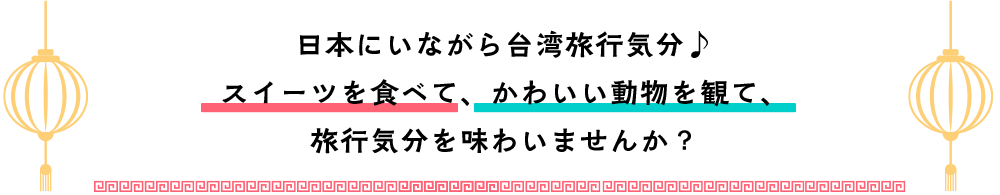 日本にいながら台湾旅行気分♪スイーツを食べて、かわいい動物を観て、旅行気分を味わいませんか？