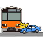 列車が人・車等との接触のイラスト