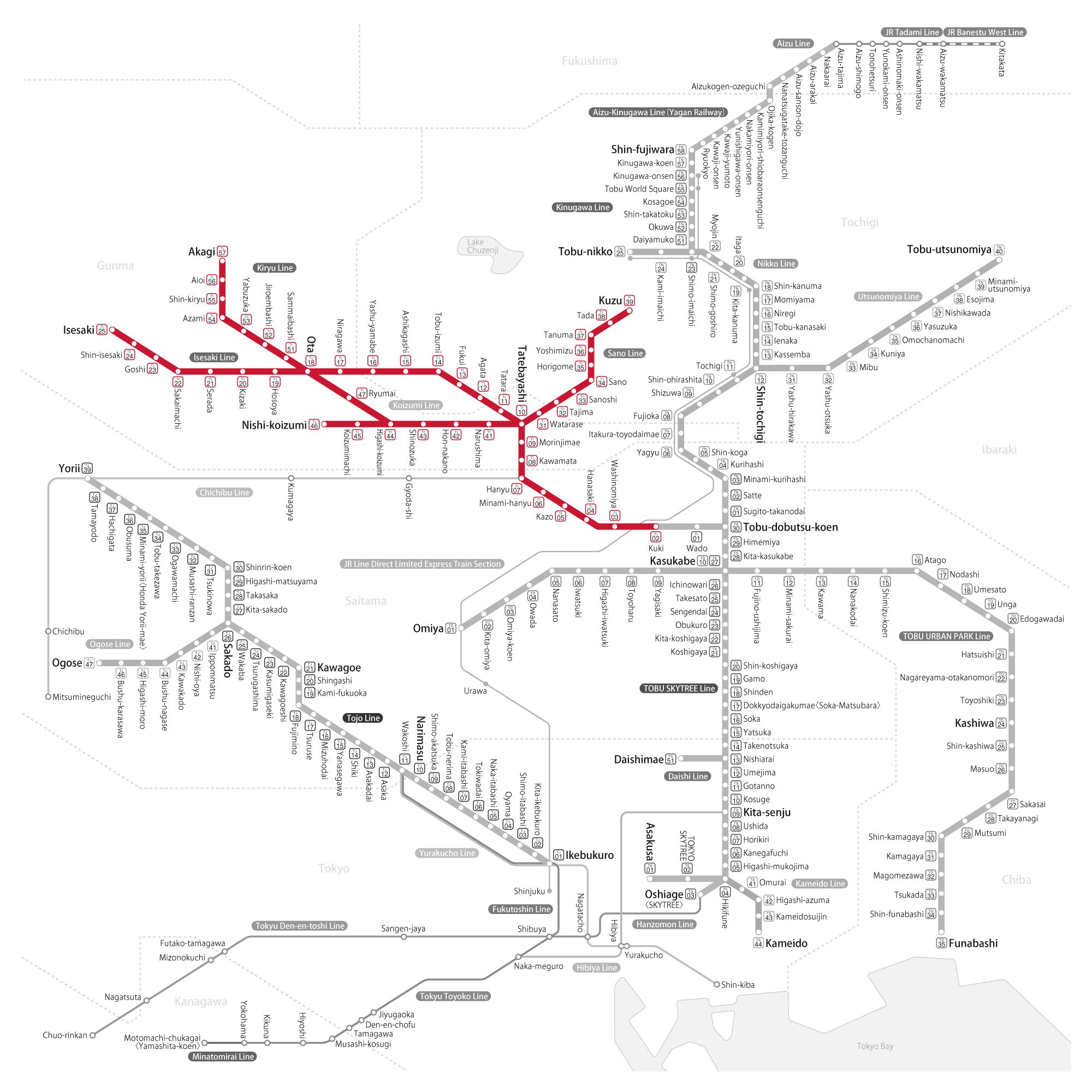 東武伊勢崎線 久喜 以北エリア