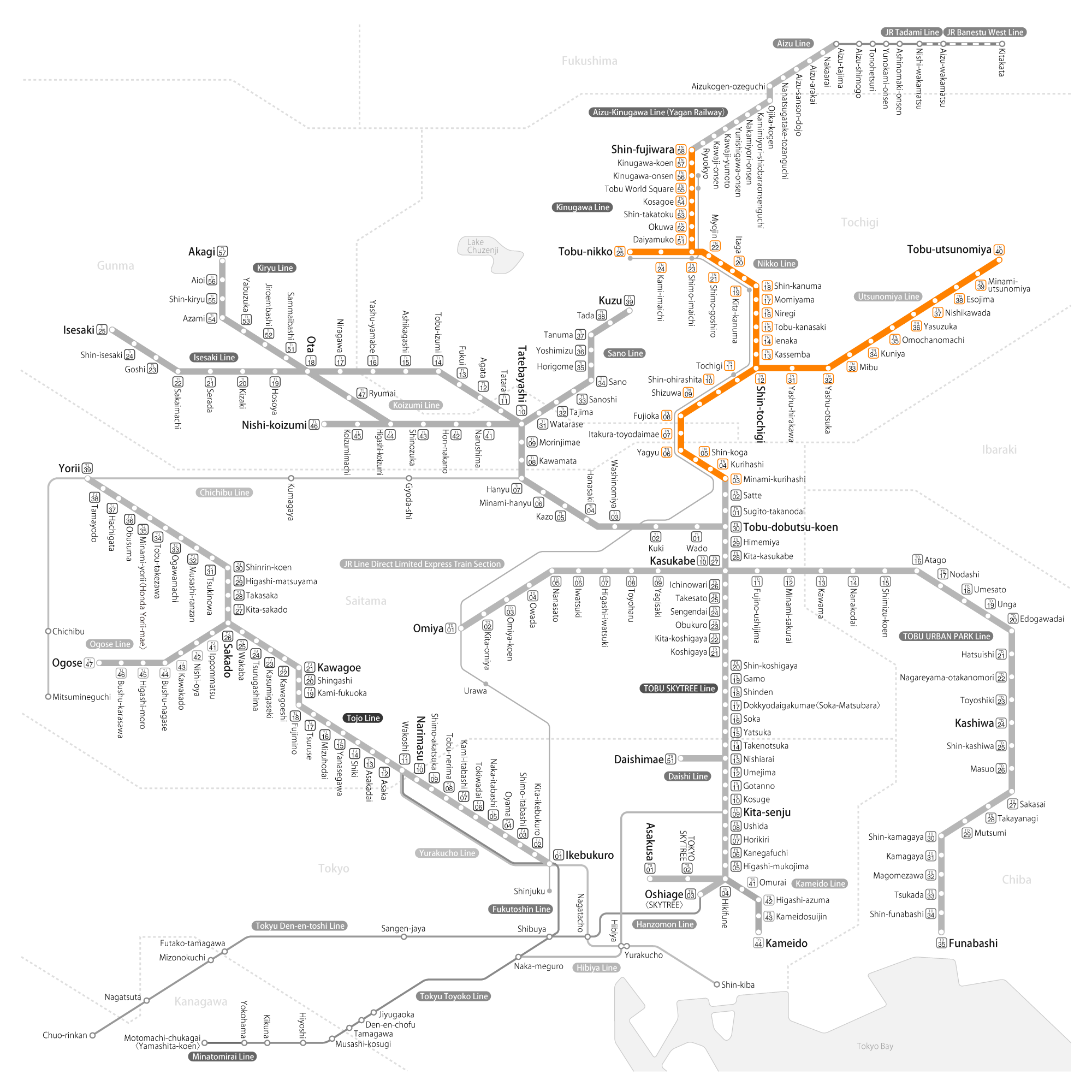 東武日光線 南栗橋 以北エリア